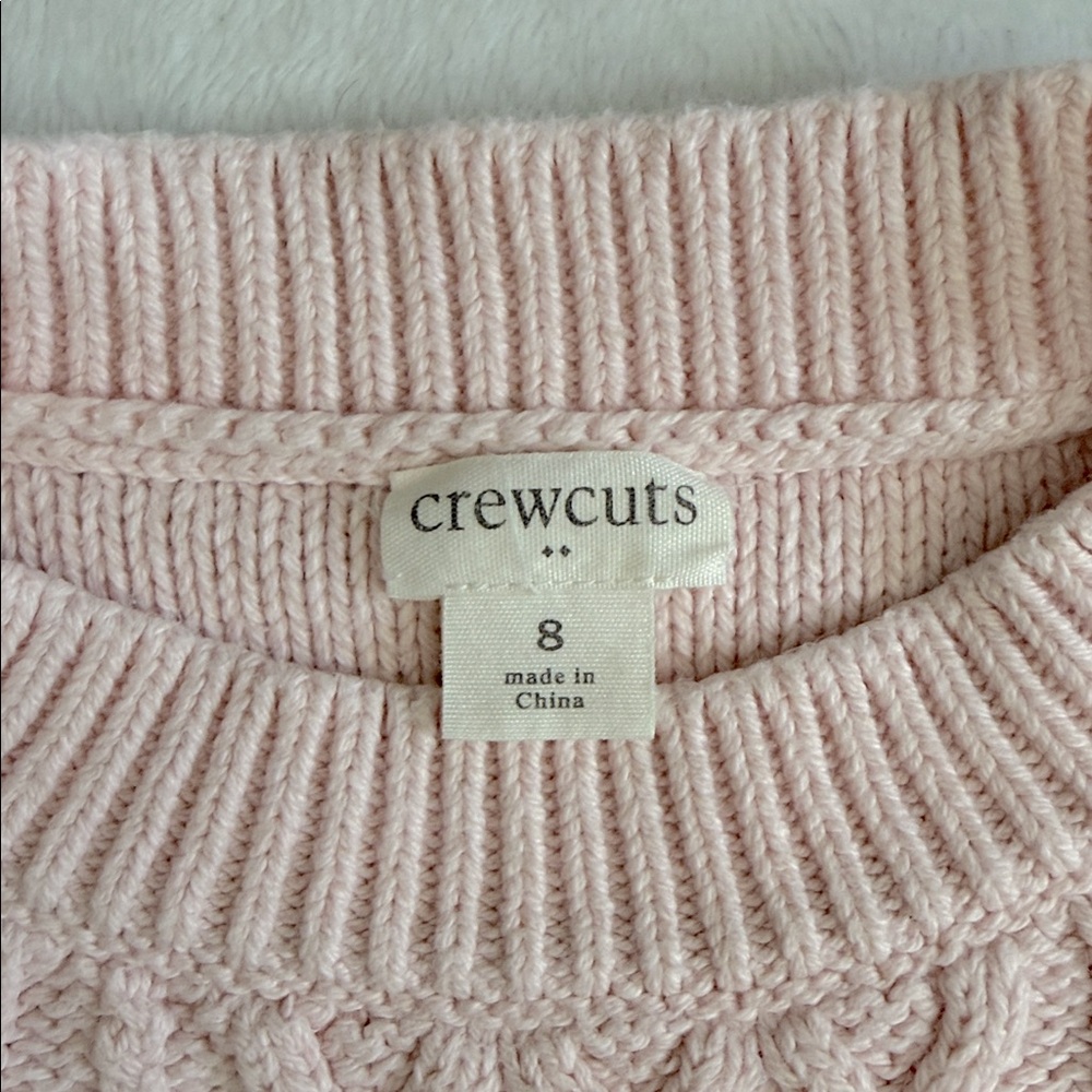 Crewcuts | Cable Knit Heart Design Cotton Sweater Pale Pink (8) - Picture 6 of 11